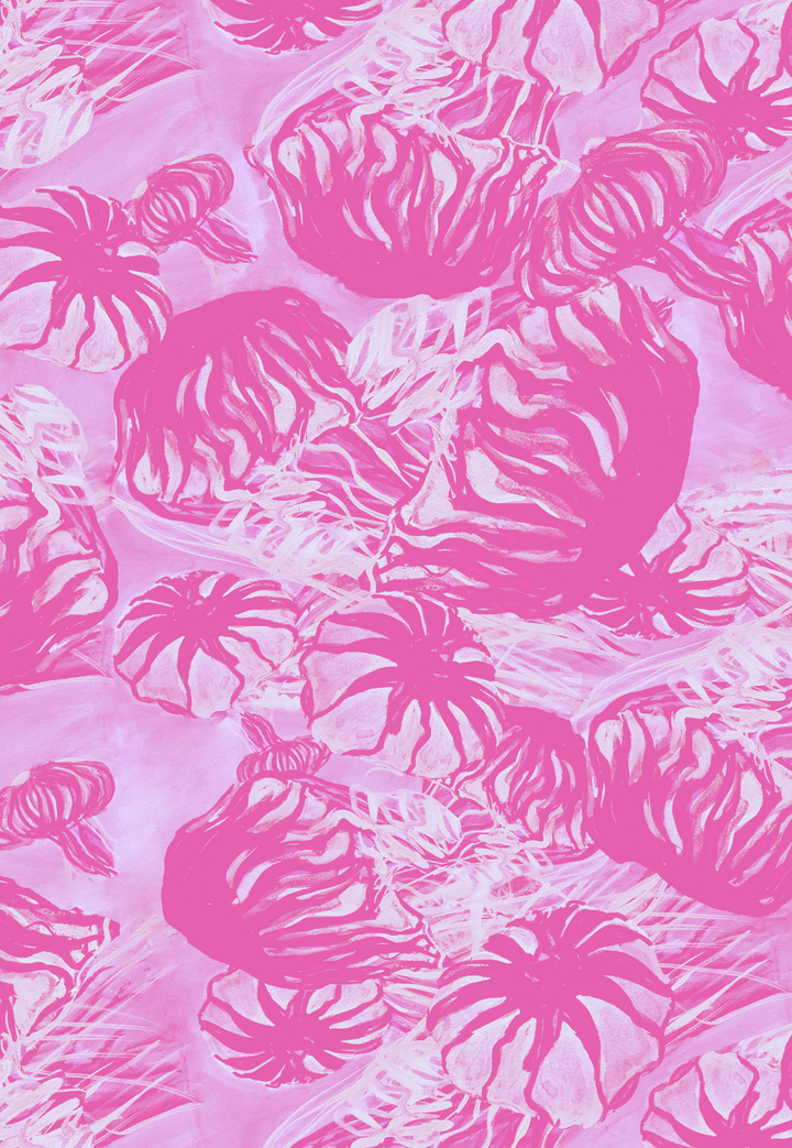 Pink Luminelle print by Ala von Auersperg with pink jellyfish