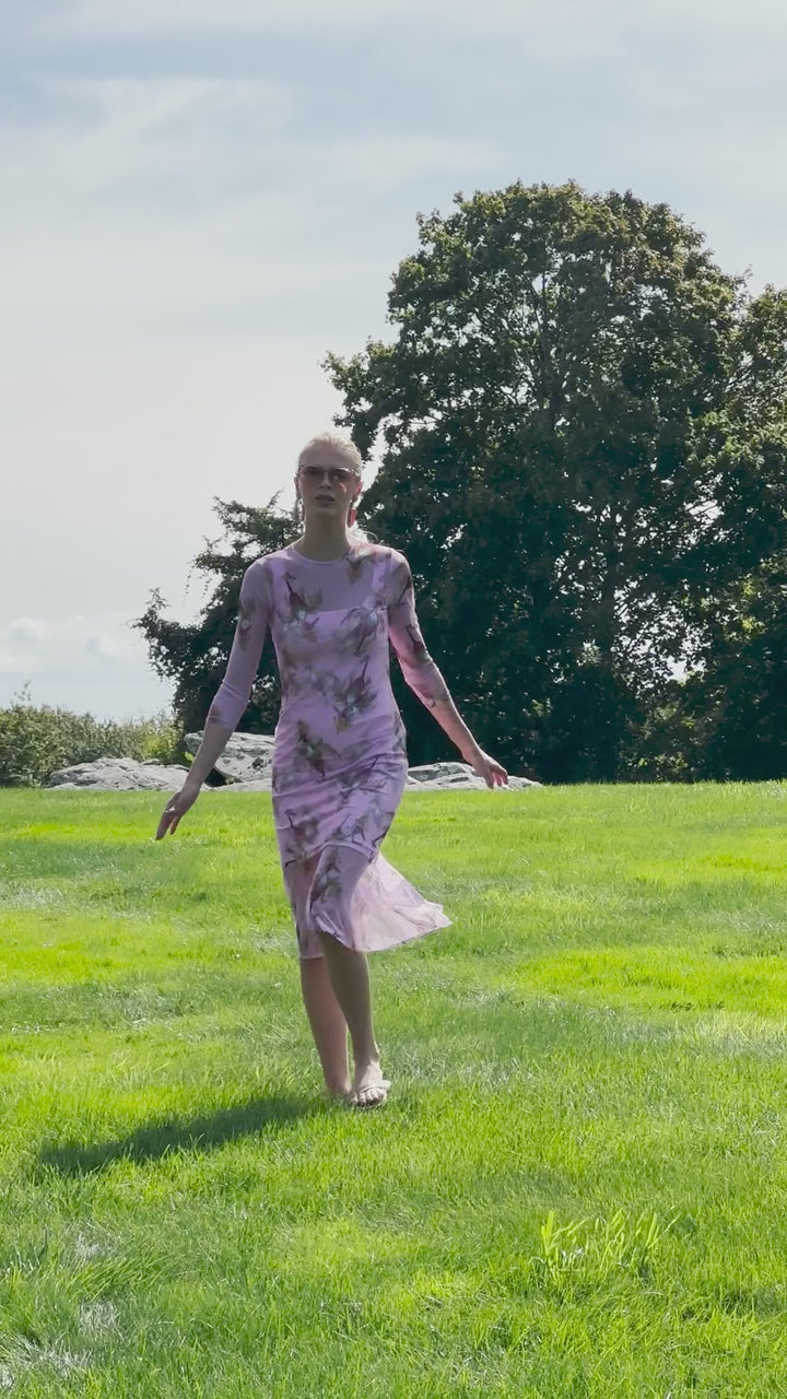 Sophia Mini Sheer Dress in Cuckoo Birds