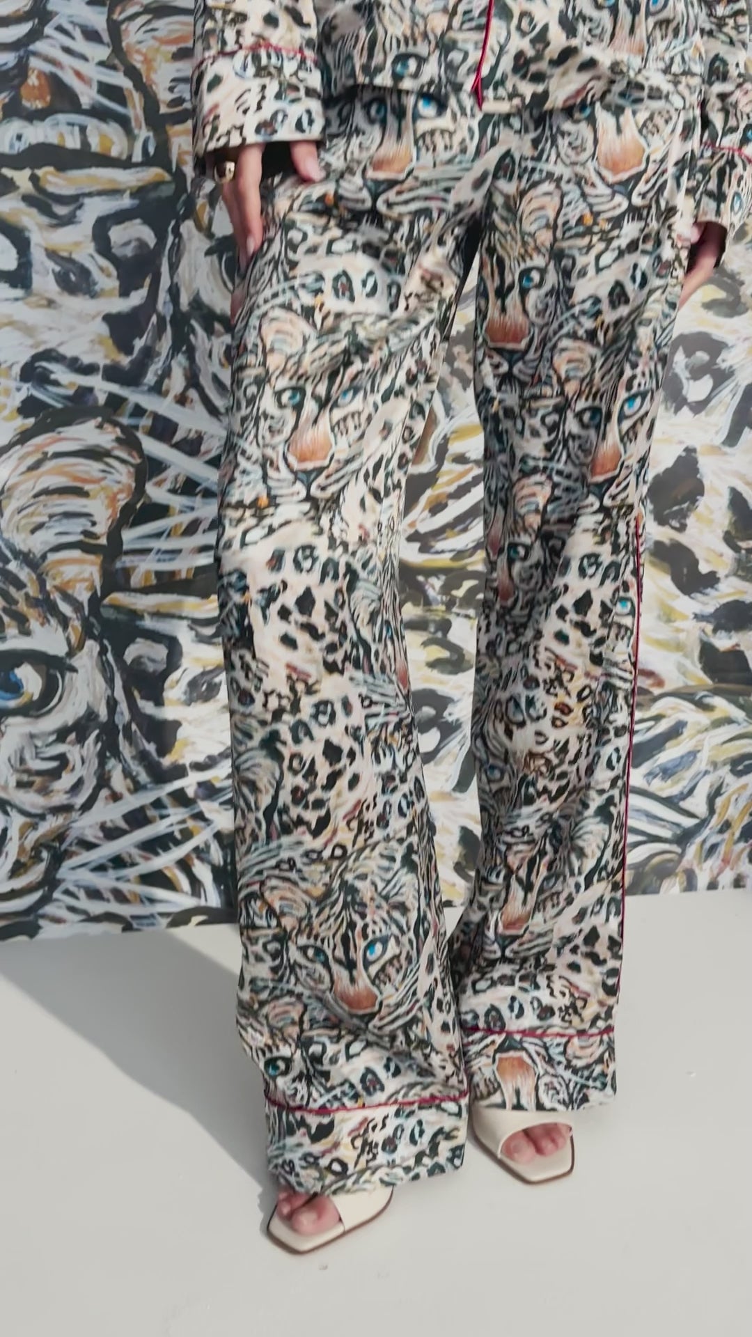 Sobel Silk Pant in Snow Leopard