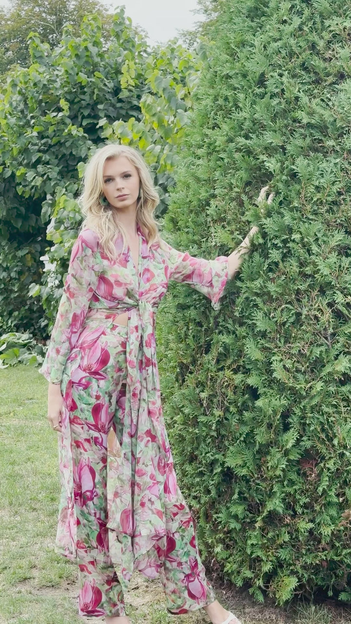Sienna Silk Georgette Duster in Magnolienne