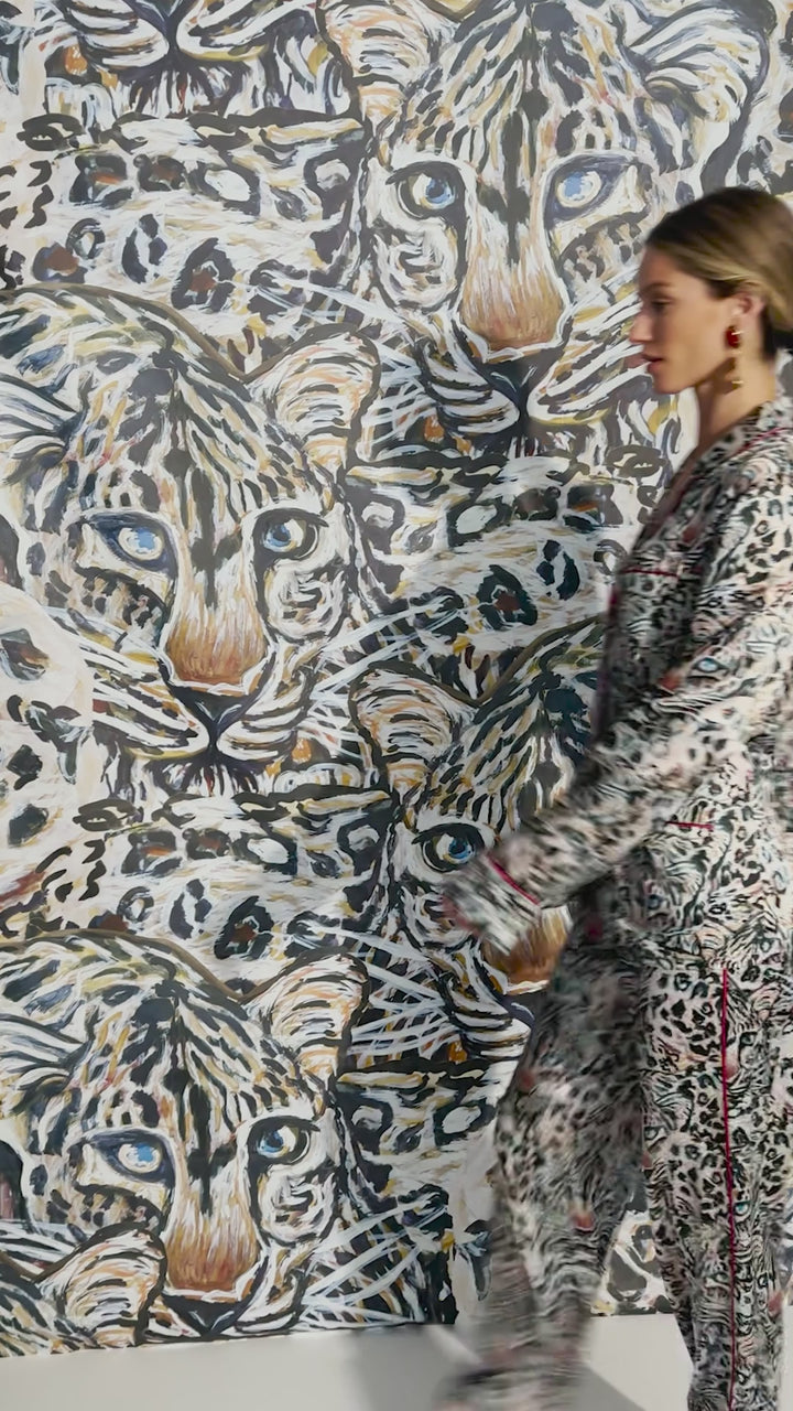 Helen Silk Top in Snow Leopard