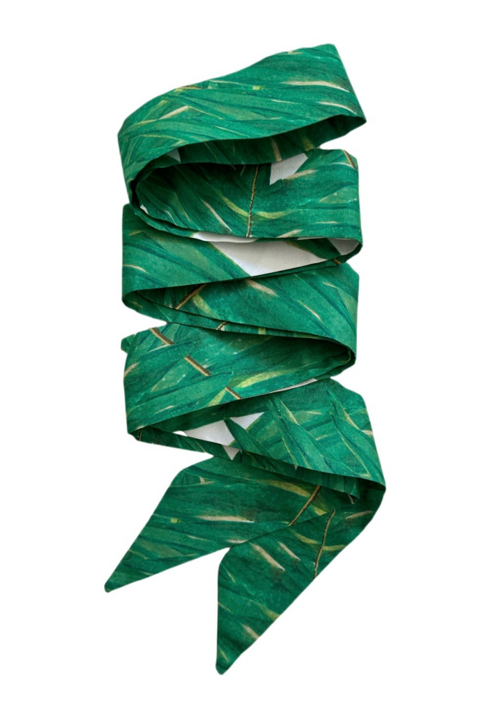 Queen Palm green palm leaf cotton hat band for interchangeable straw hat styling