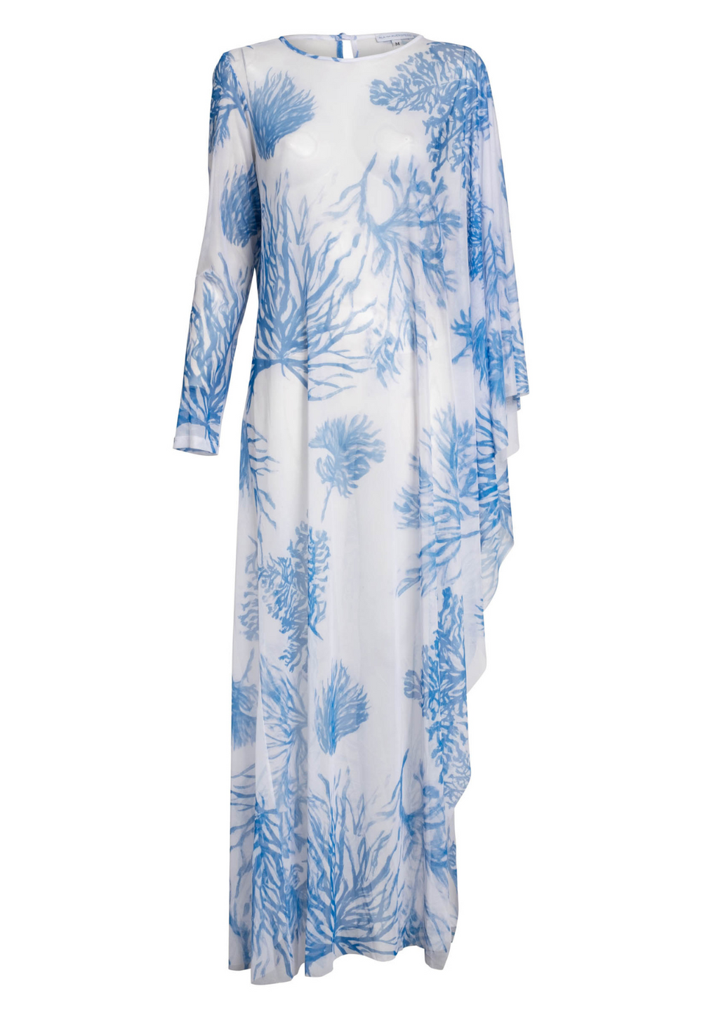 Rachel blue nautical sheer mesh poncho featuring sea fan print