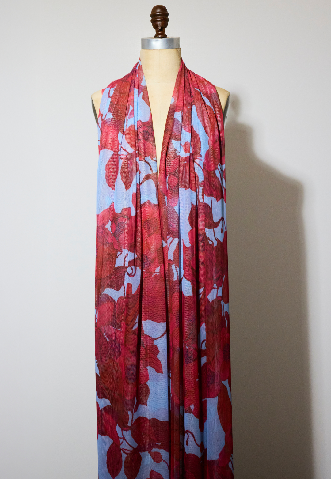 Raspberry Grandiflora red floral sheer mesh wrap