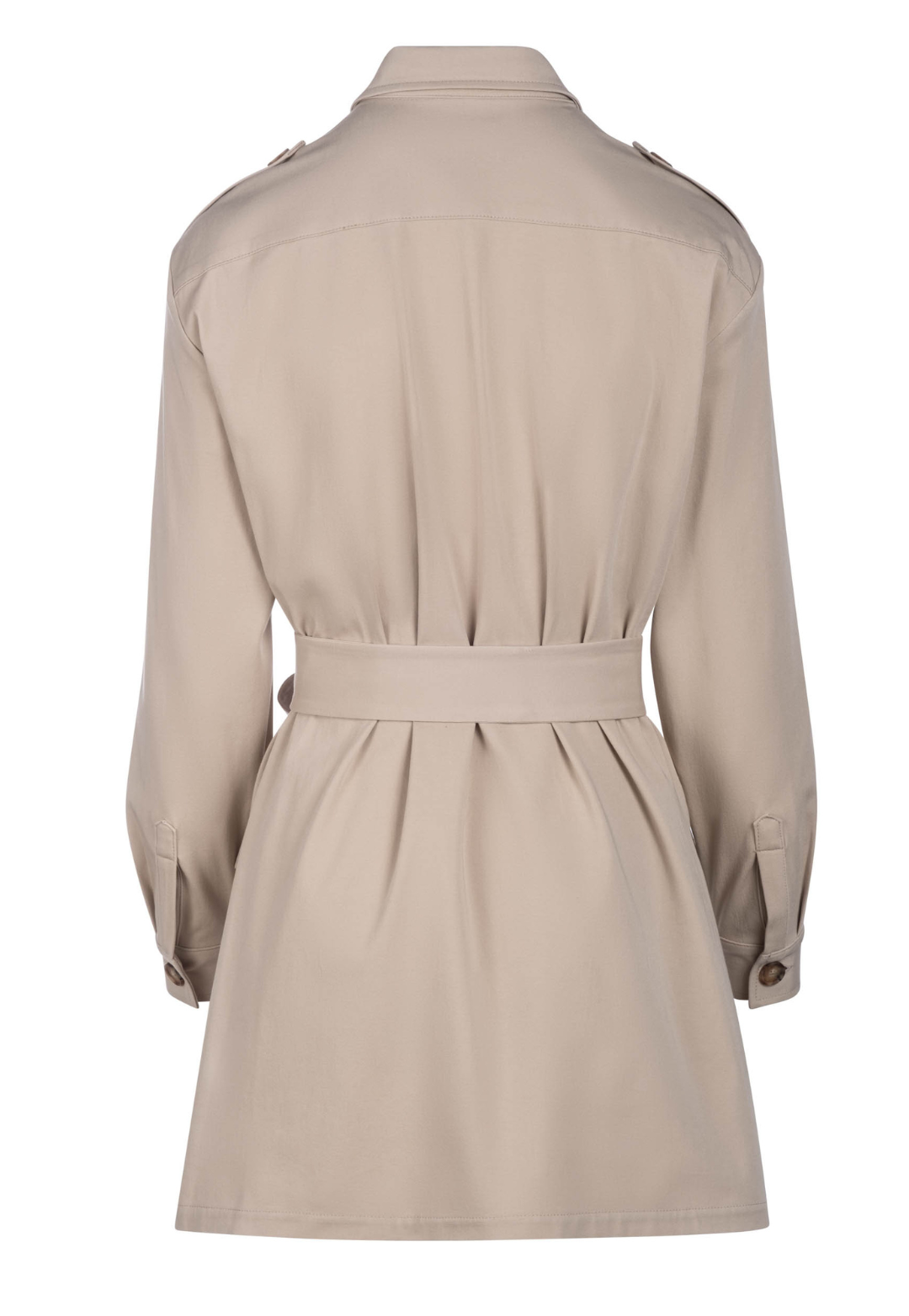 Rhea khaki safari jacket with self-tie belt