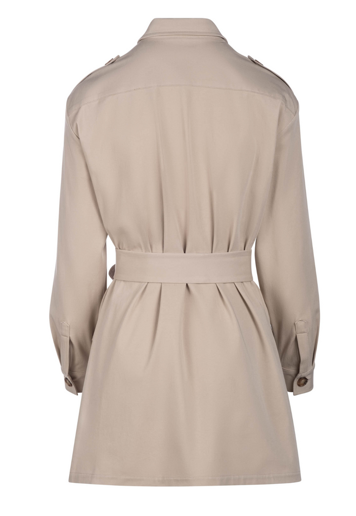 Rhea khaki safari jacket with self-tie belt
