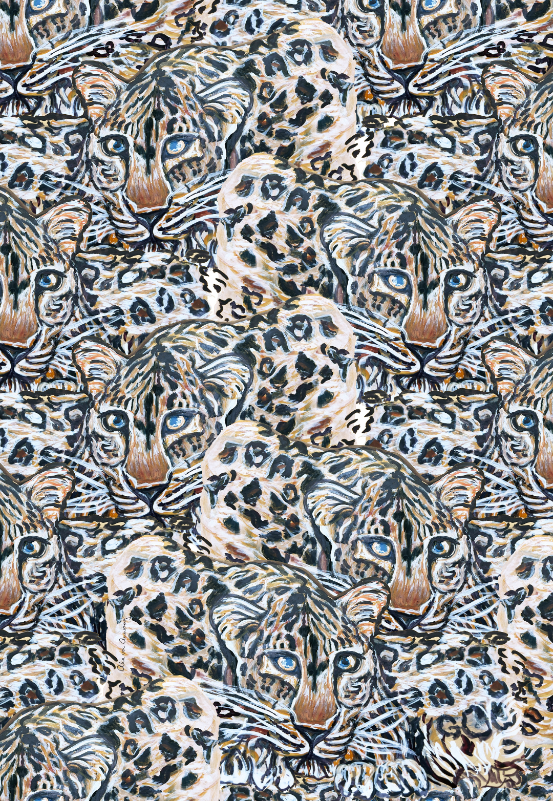 Snow Leopard print painted by Ala von Auersperg