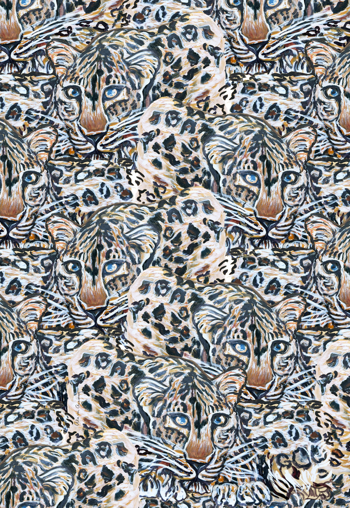 Snow Leopard print painted by Ala von Auersperg