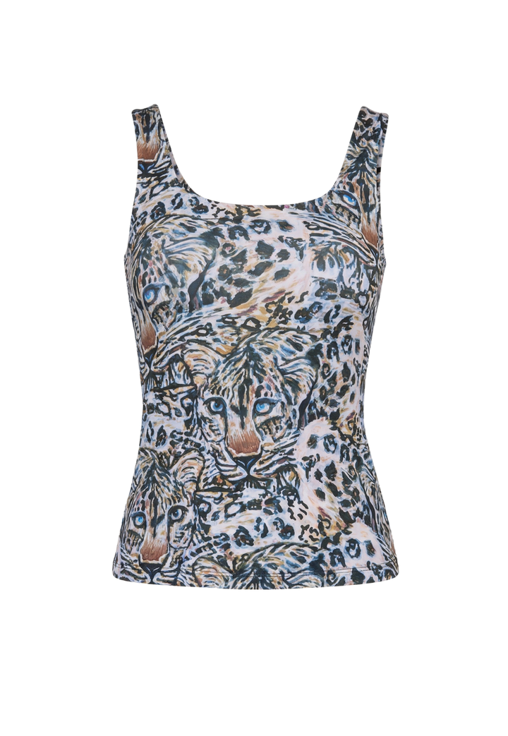 Snow Leopard printed tank top by Ala von Auersperg