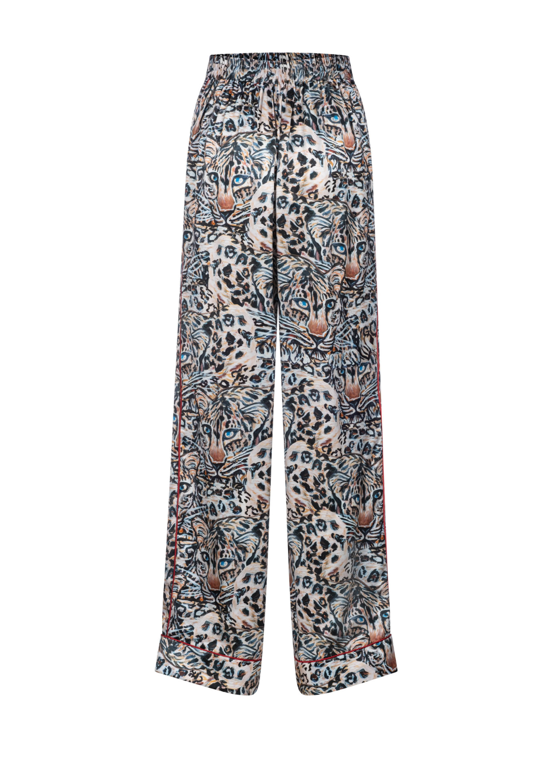 Snow Leopard silk charmeuse pants by Ala von Auersperg