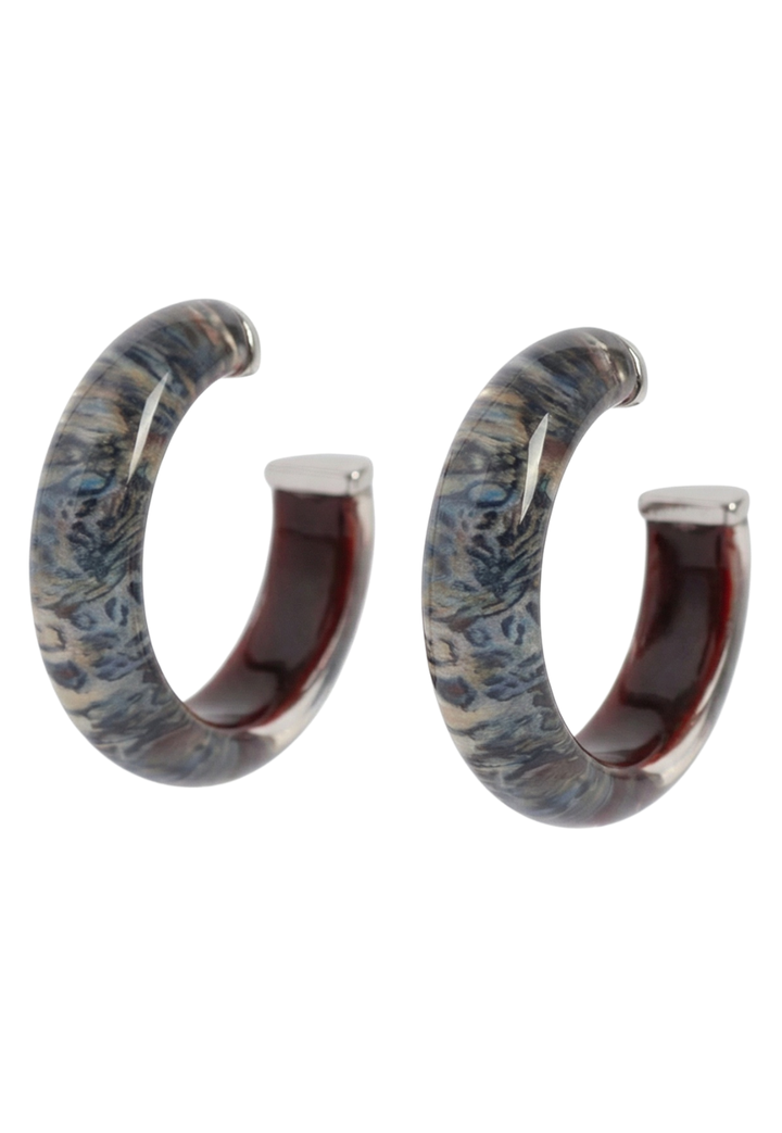 Snow Leopard small hoop earrings with glossy finish