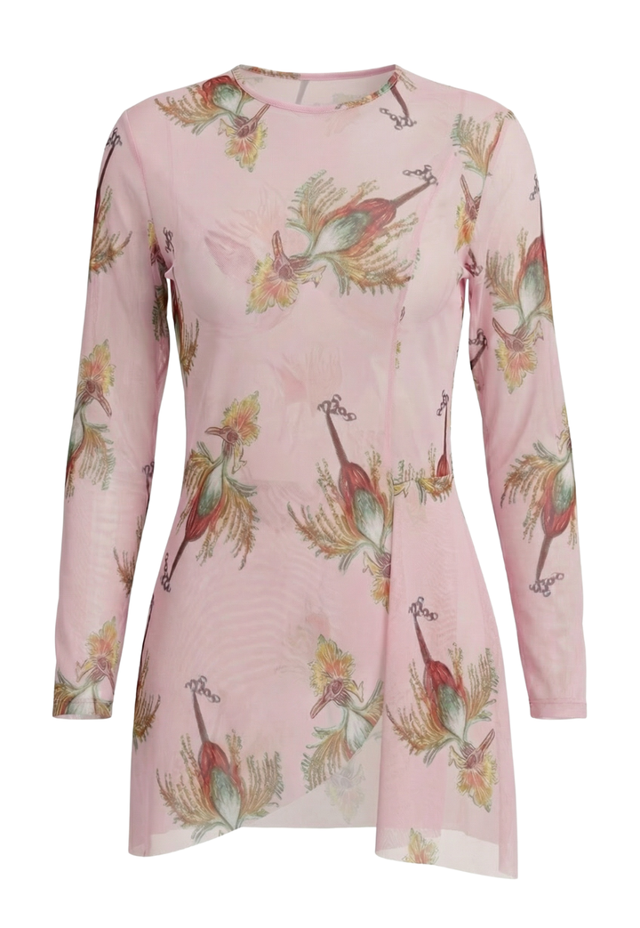 Solana sheer mesh tunic in Cuckoo Birds