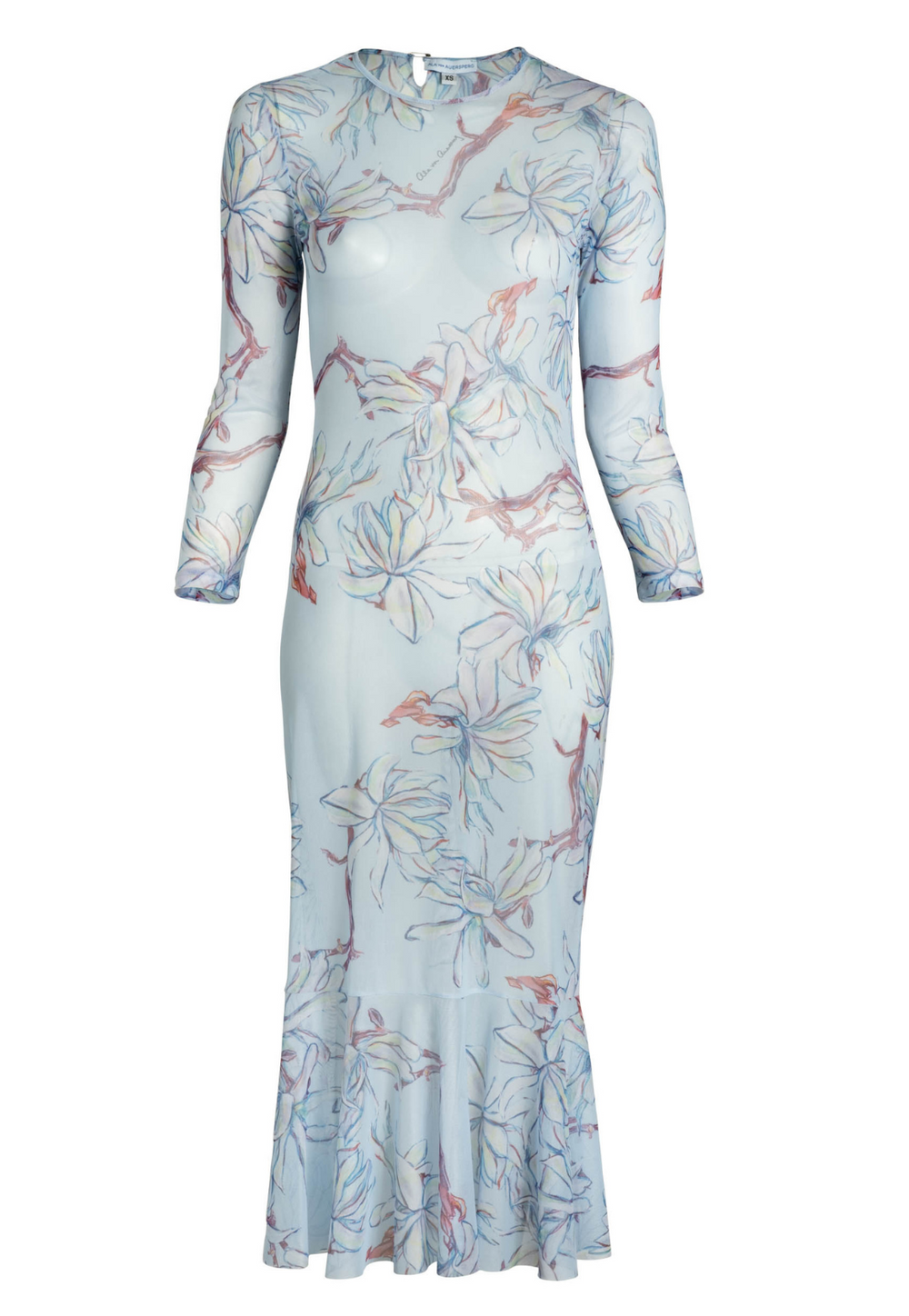 Sophia blue floral sheer mesh mini dress