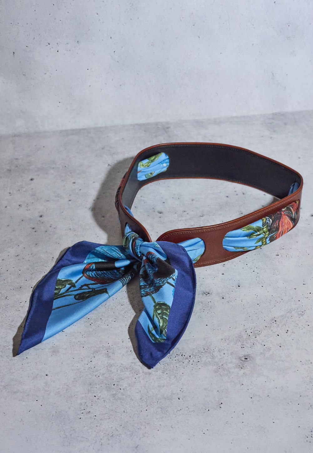 Teal bird print square silk scarf by Ala von Auersperg