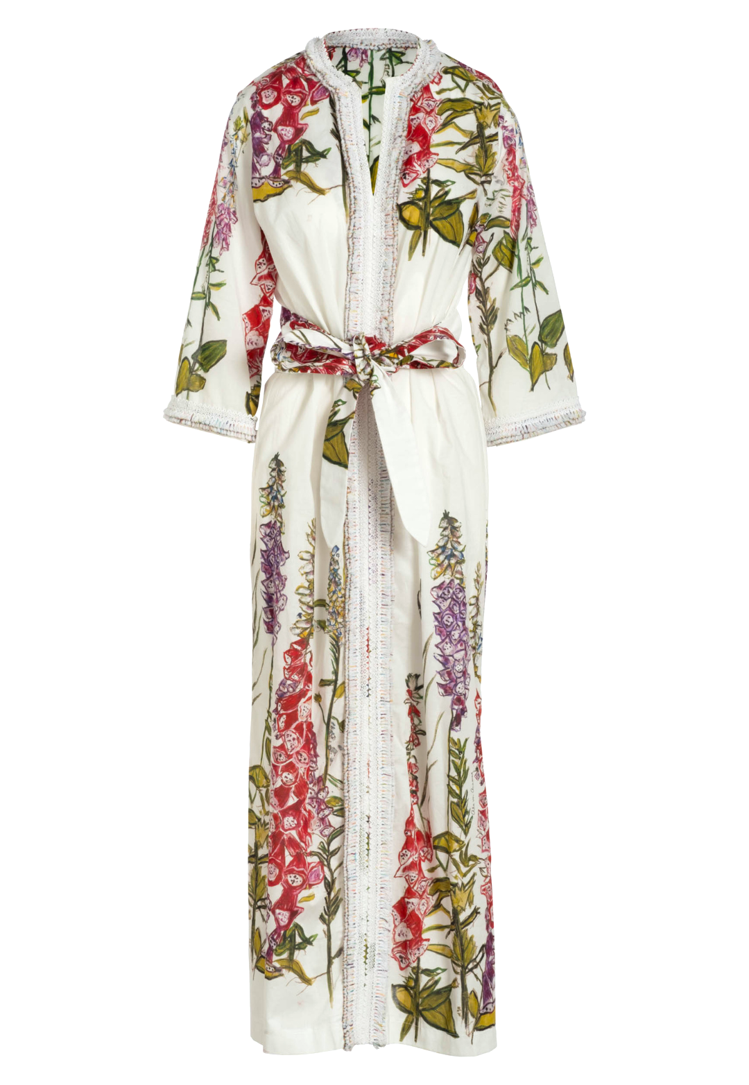 Titania Foxgloves cotton voile kaftan front view