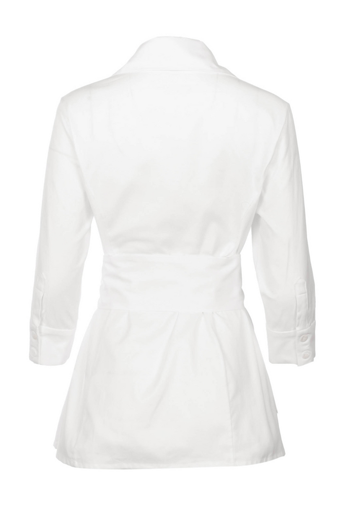 White cotton piqué button-front jacket