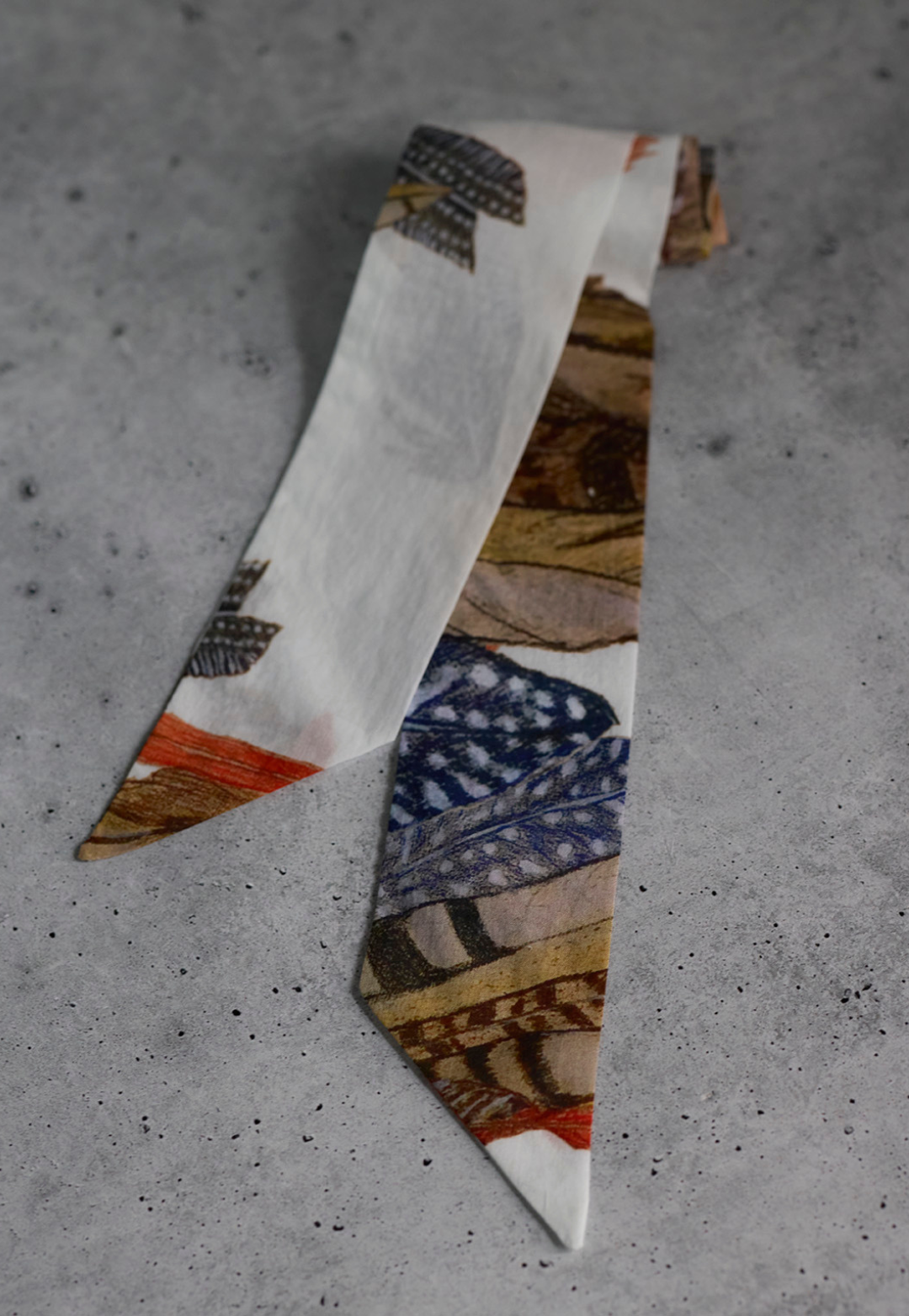 White Fantasia feather cotton voile foulard scarf
