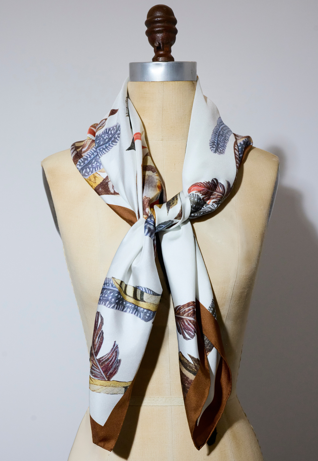 White Fantasia handrolled Italian silk scarf