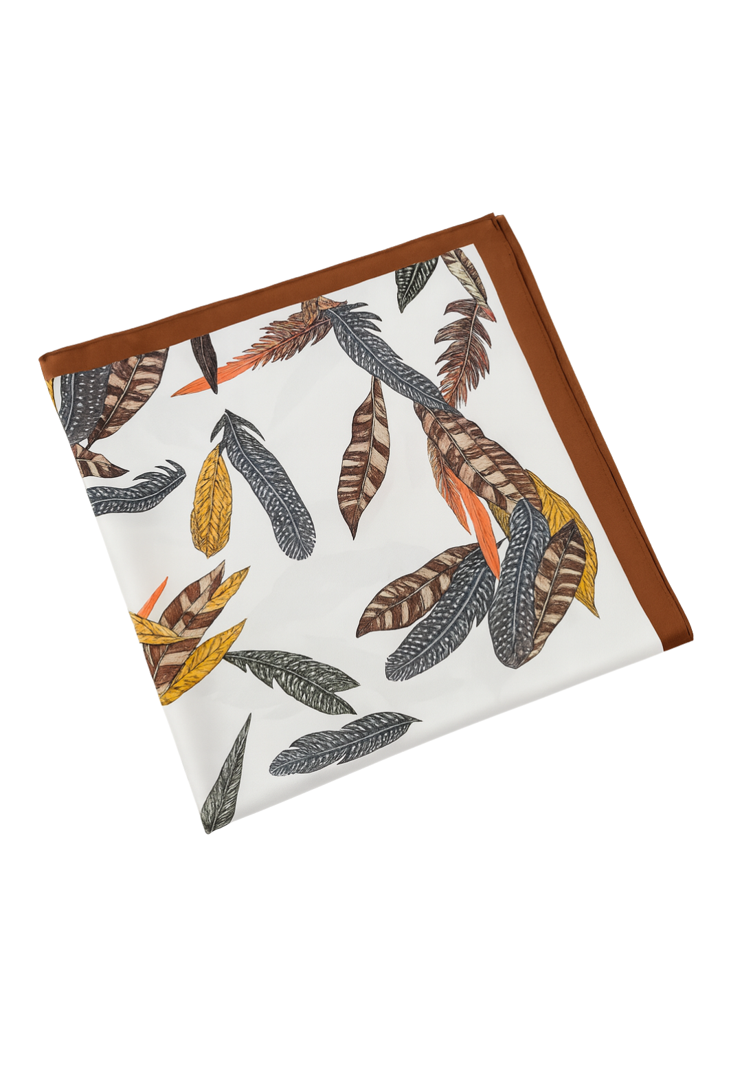 36-inch White Fantasia handrolled silk scarf