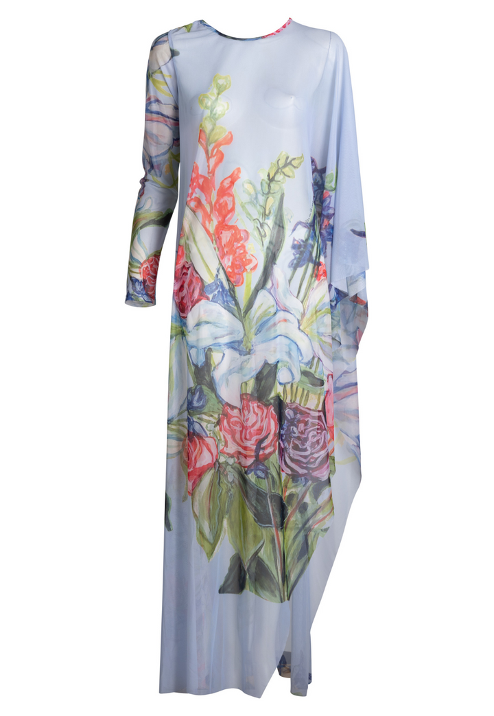 Rachel Sheer Mesh Poncho in Southern Bouquet