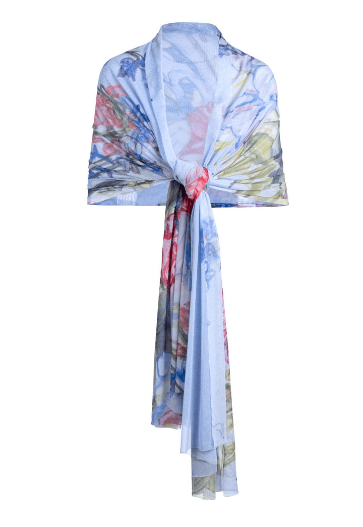 rose bouquet printed large mesh wrap shawl scarf by Ala von Auersperg