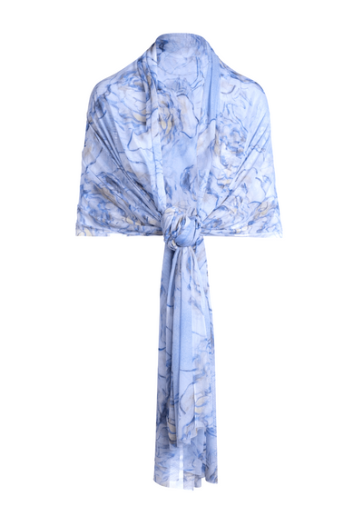 blue rose mesh printed large shawl wrap scarf by Ala von Auersperg