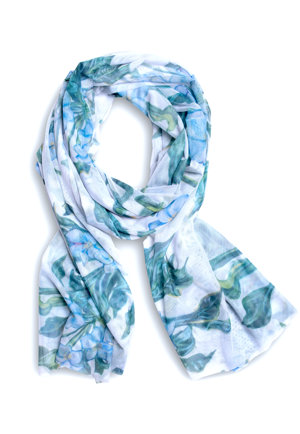 Women's mesh gala wrap shawl in printed mock coffee by Ala von Auersperg