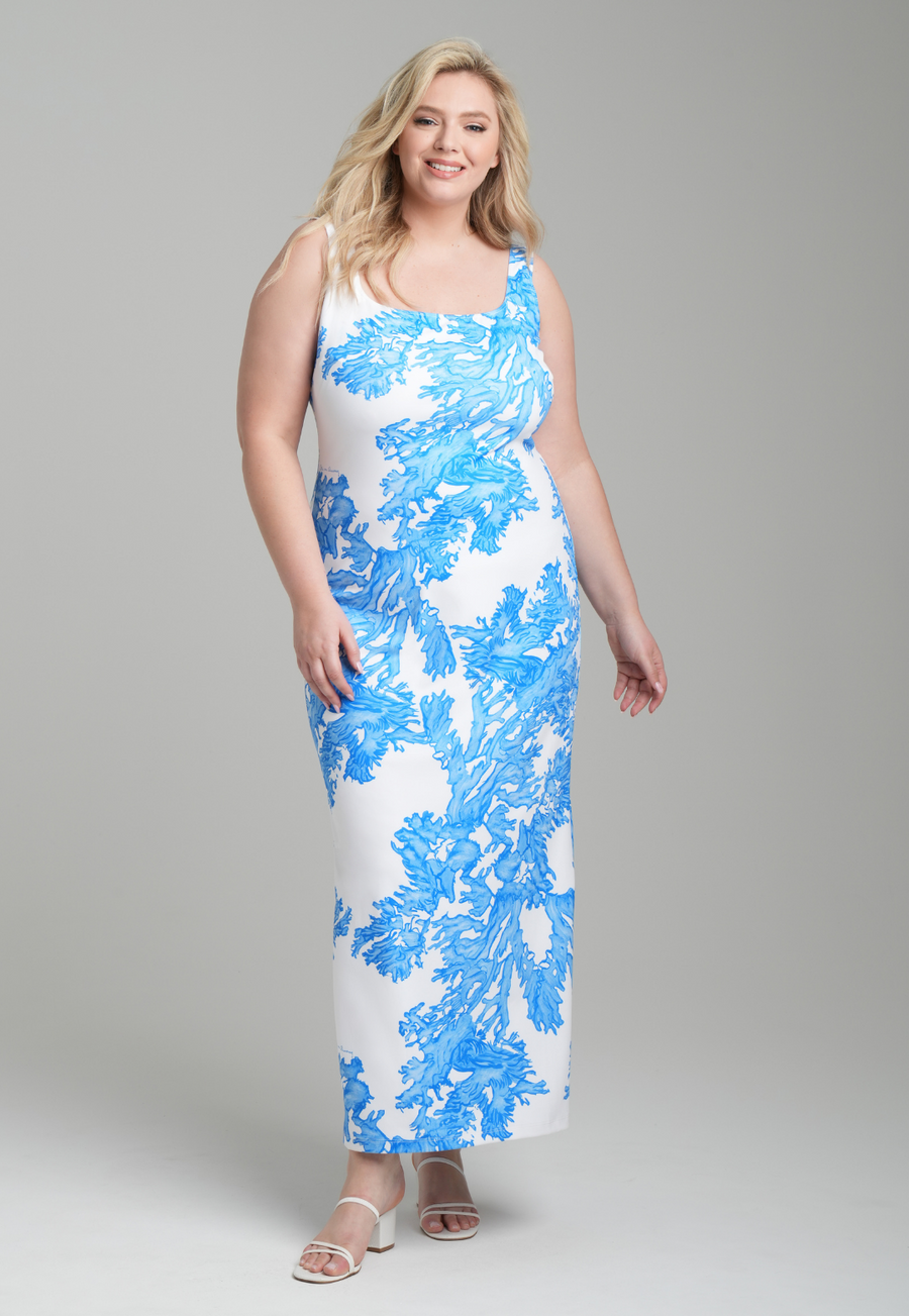 AvA Women's Caterina Long Dress in Blue Coral XXL AvA Women's Caterina Long Dress in Blue Coral XXL