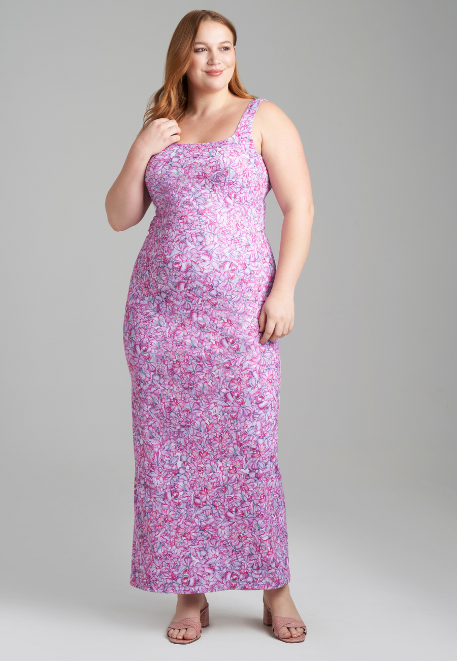 Ala Von Auersperg Caterina Long Stretch Knit Dress - Purple