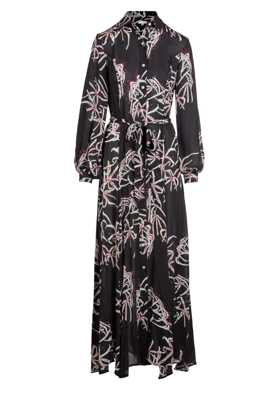 blue dress for baby girl Ava Women's Holly Silk Shirtdress in Black Spider Lily 0 main image 1