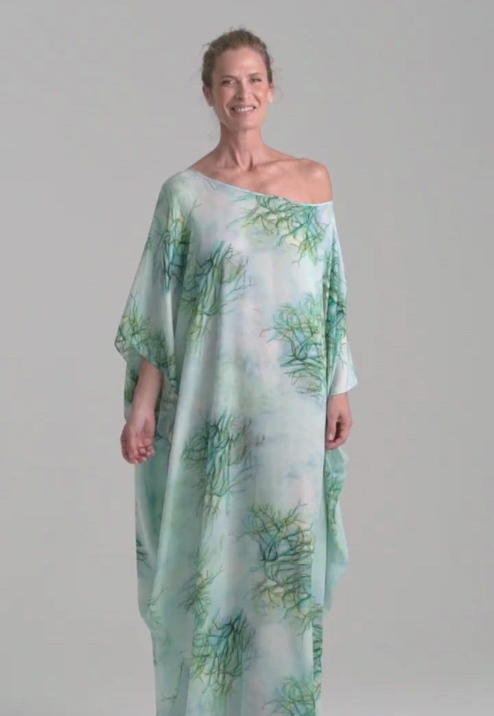 Rio Silk Boatneck Kaftan in Tulum