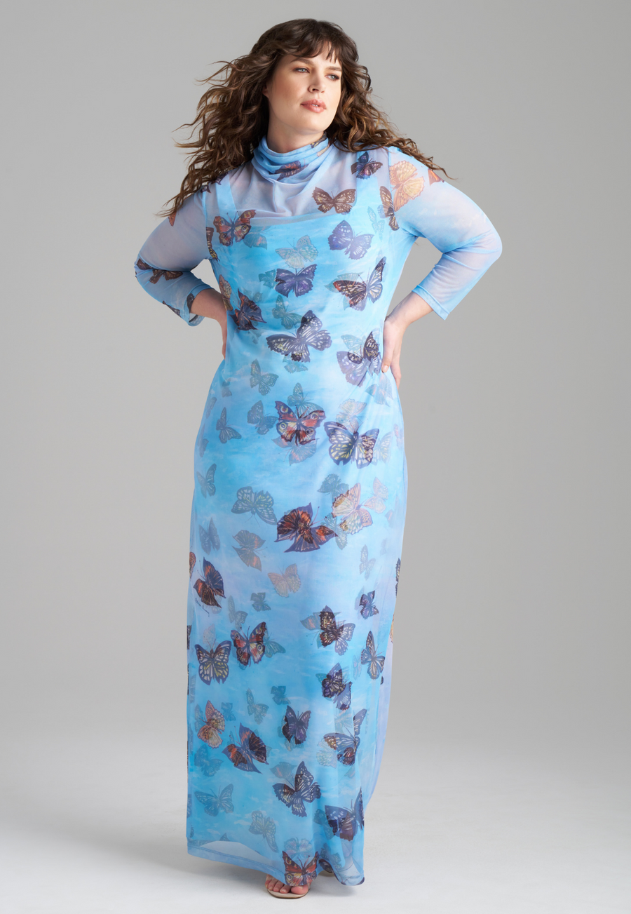 Aurora Mesh T-Shirt Dress in Butterflies