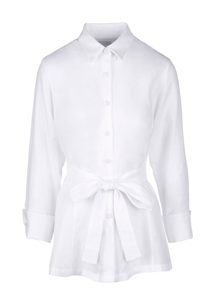 white linen buttoned blouse