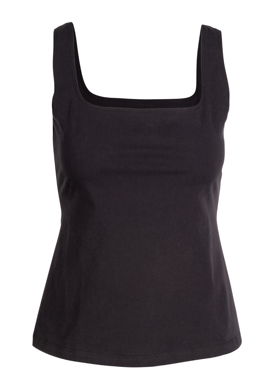 Caterina Italian Stretch Cotton Tank Top in Black