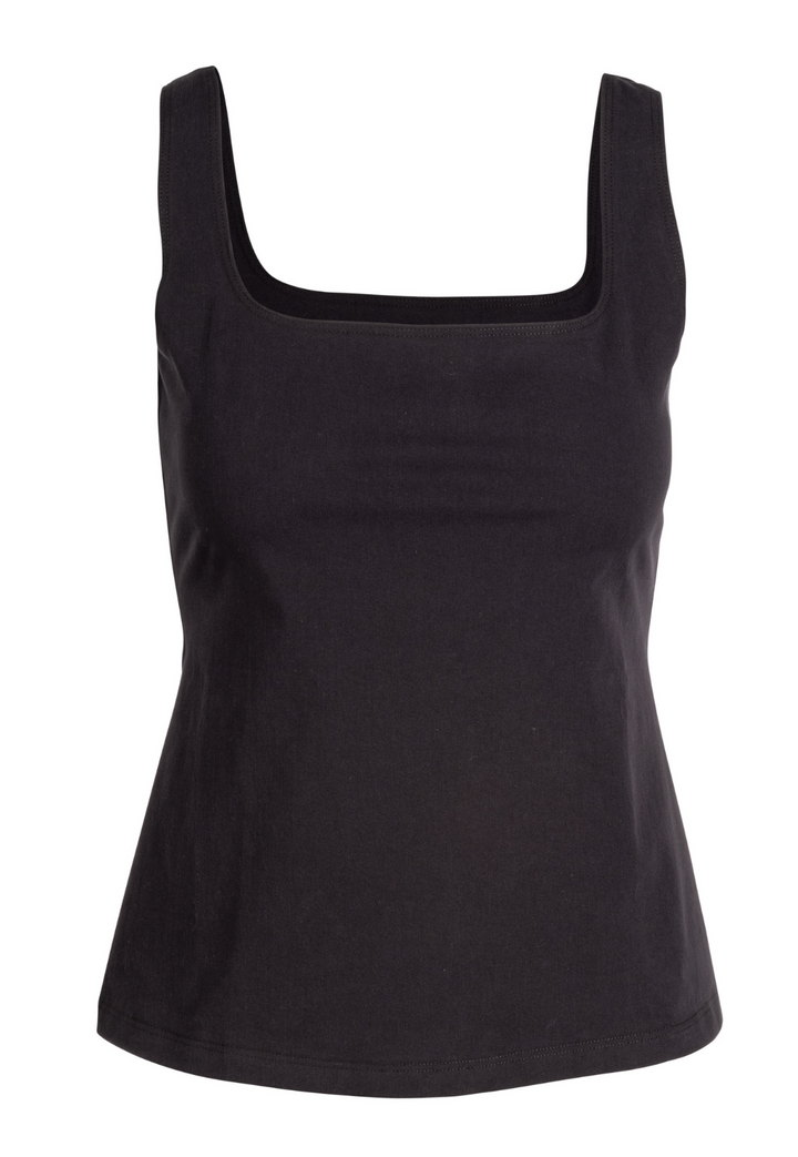Caterina Italian Stretch Cotton Tank Top in Black