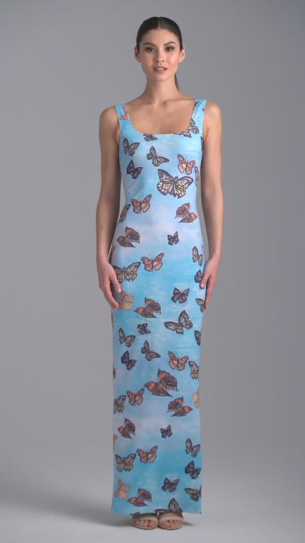 Caterina Long Dress in Papillon | Women's Designer Dresses