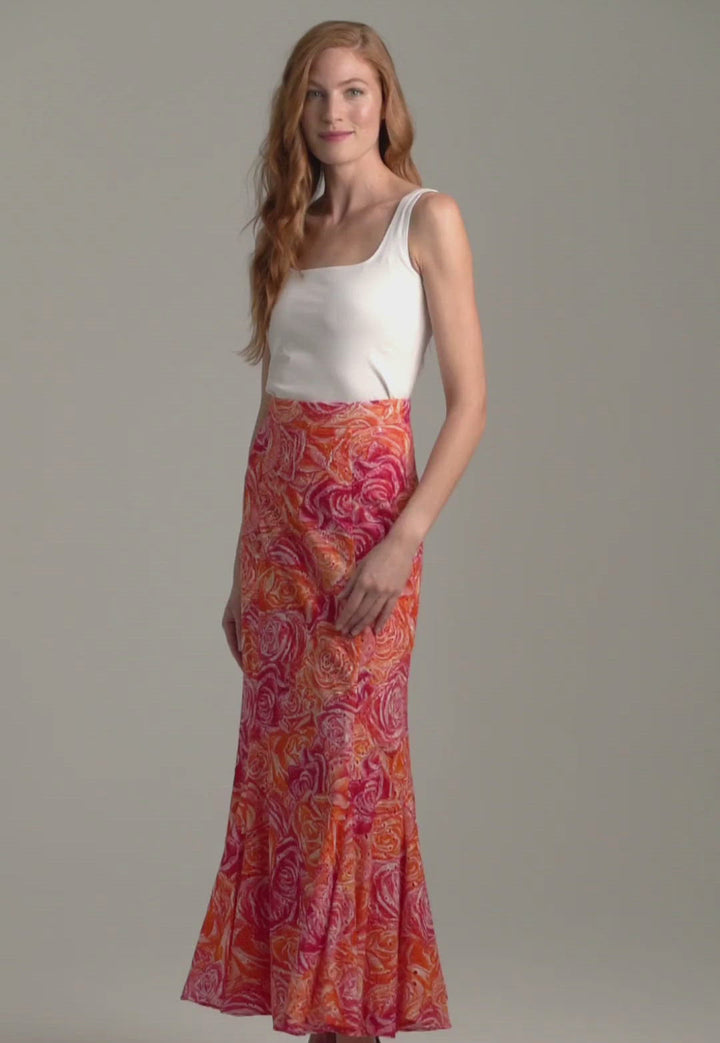 Crawford Cotton Skirt in Crimson Glory